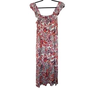 Knox Rose Boho Floral Maxi Tiered Dress Size Small